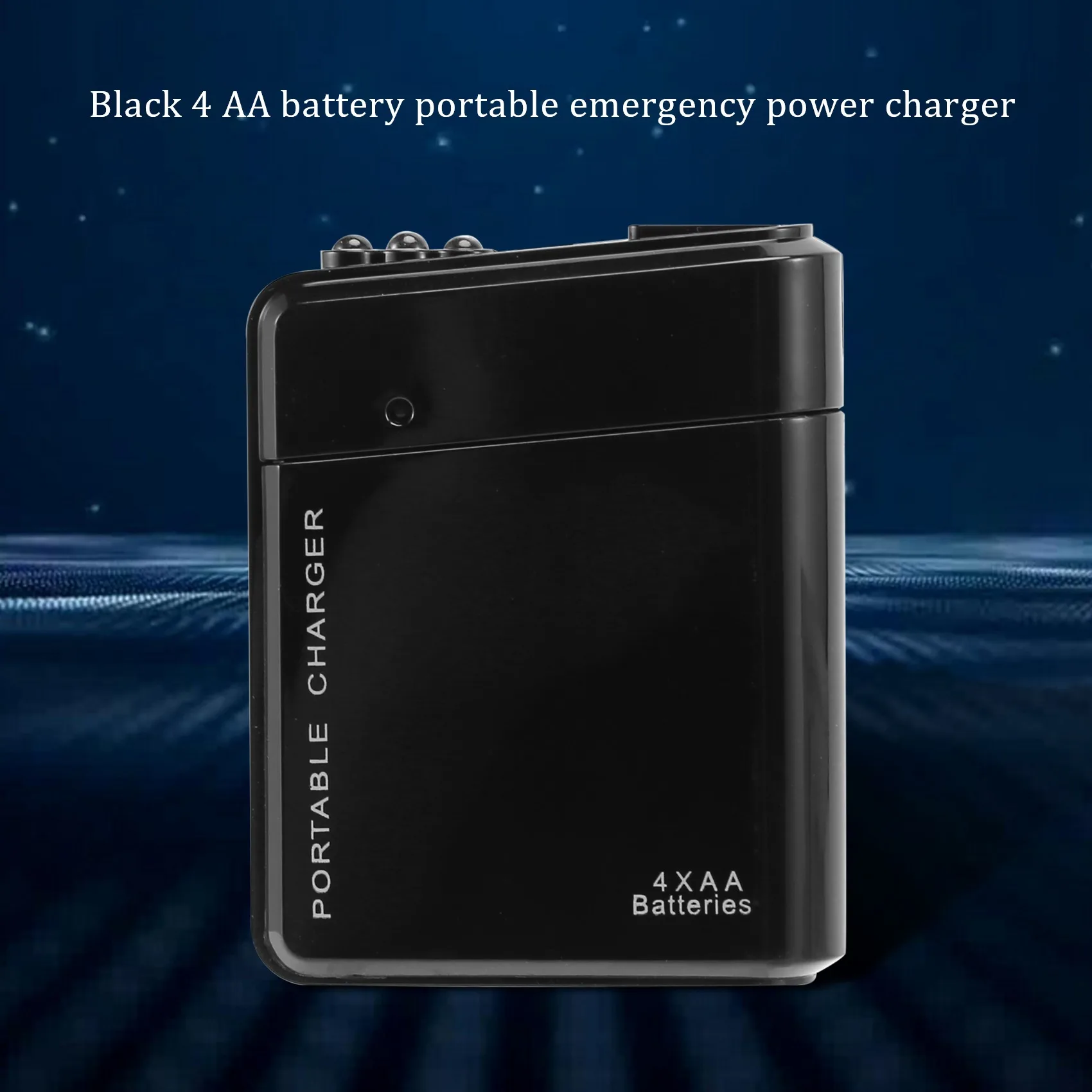 Black 4X AA Battery Portable Emergency Power Charger USB For Cell Phone