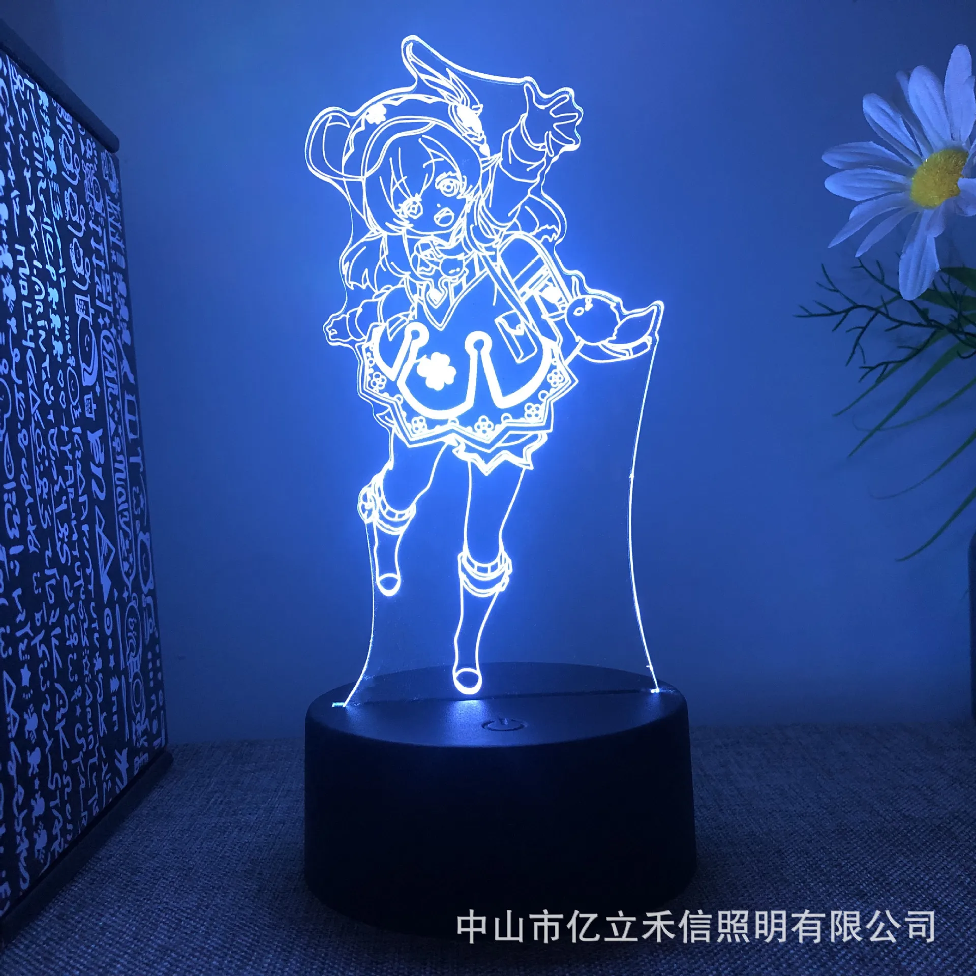 3D Acrylic LED Night Light Genshin Impact Anime Figures Model Hu Tao Lamp RGB Touch Decorative Table Lamp Xmas New Year Gifts