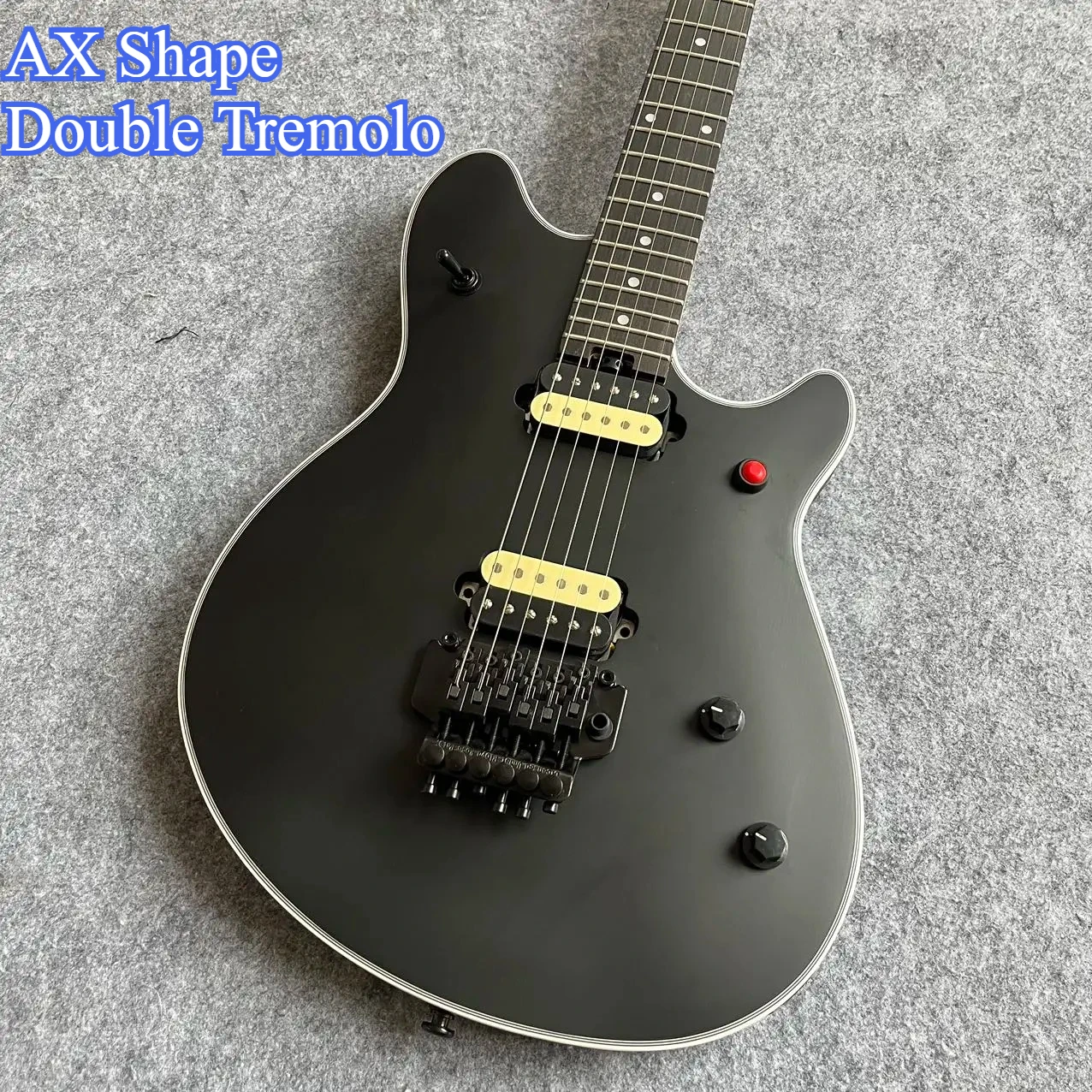 Matte Black AX‑Style Floyd Rose Electric Guitar, HH Pickups, Red Kill Switch, Metal Shred Rock Performance Guitar Free Shipping