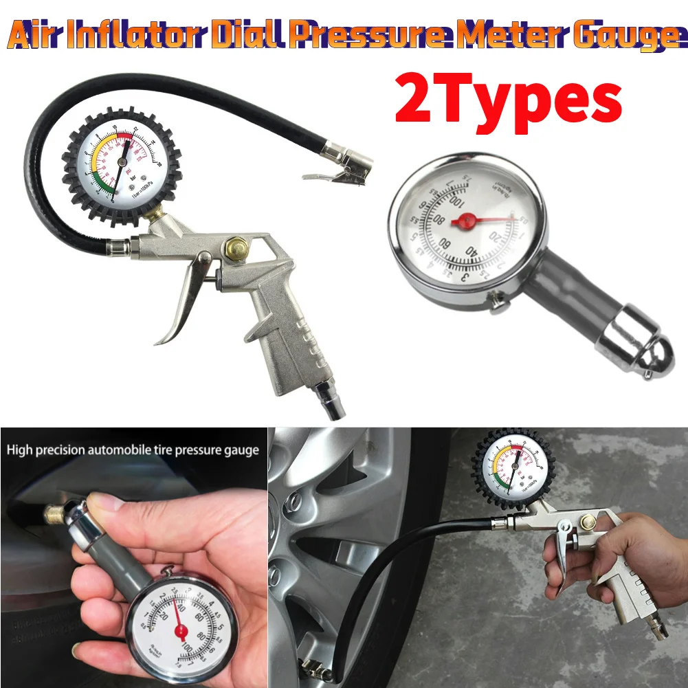 220PSI Tire Air Pressure Monitoring Gauge Tester Car Motorcycle Multifunctional Air Compressor Dial Meter Inflator Pump Tools