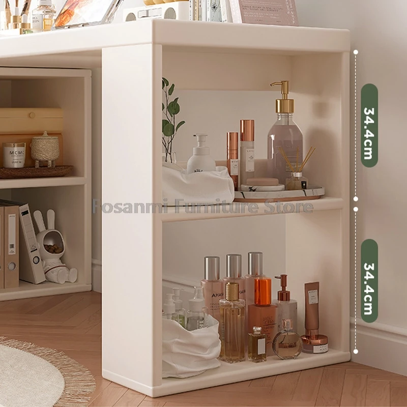 مكتب أبيض متعدد الوظائف قابل للتعديل مع خزانة تخزين، طاولة حديثة قابلة للتمديد لغرفة النوم وغرفة المكتب ومكاتب زاوية بسيطة #5