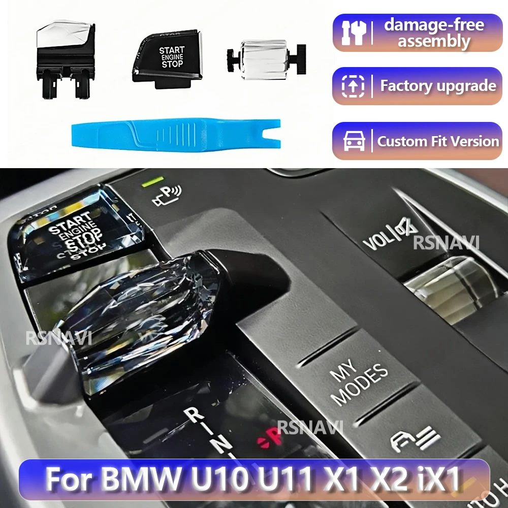 For BMW x1 ix1 u1 u12 x2 ix2 u10 2023-2006 3 Piece Set Crystal Gear Shift Knob Lever Automatic Crystal Gear Handle LHD