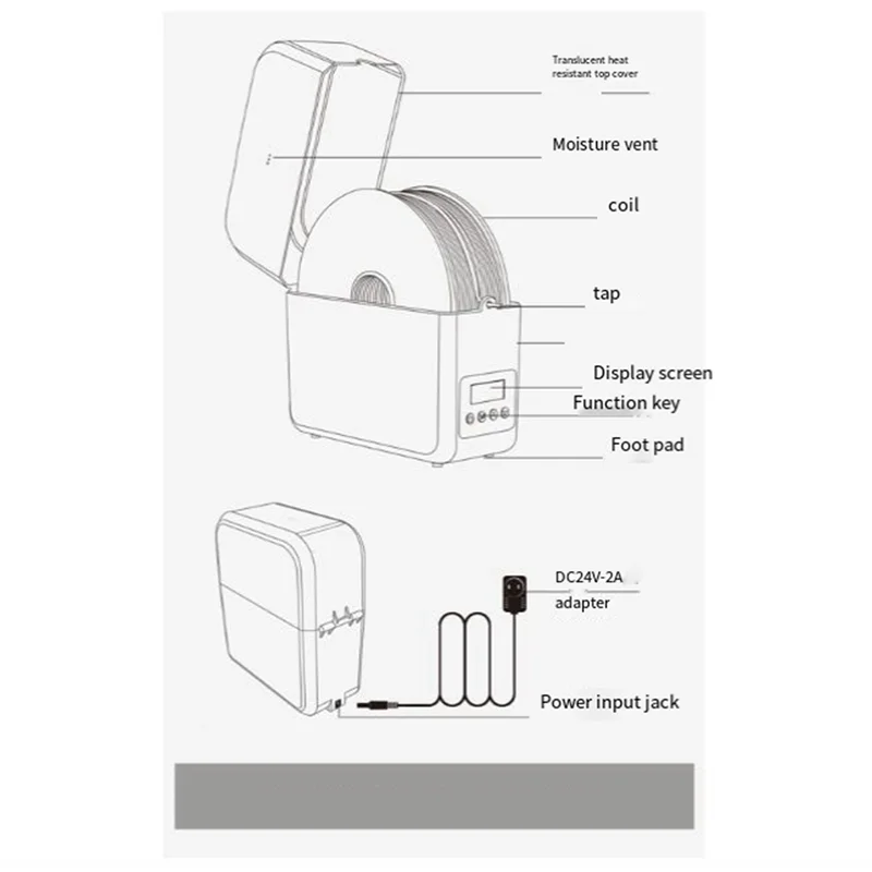 Filament Dry Box Adjustable Temperature 1Kg Keeping Filament Dry Holder 3D Printer Accessories White