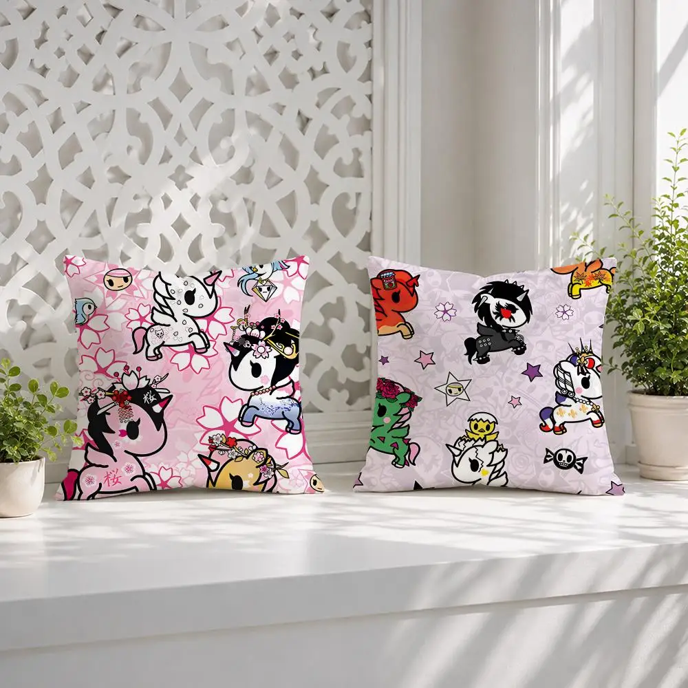 Fashion Pretty Logo T-Tokidoki Cushion Cover Wrinkle-Resistant Short Plush Pillow Case Breathable Machine-Washable