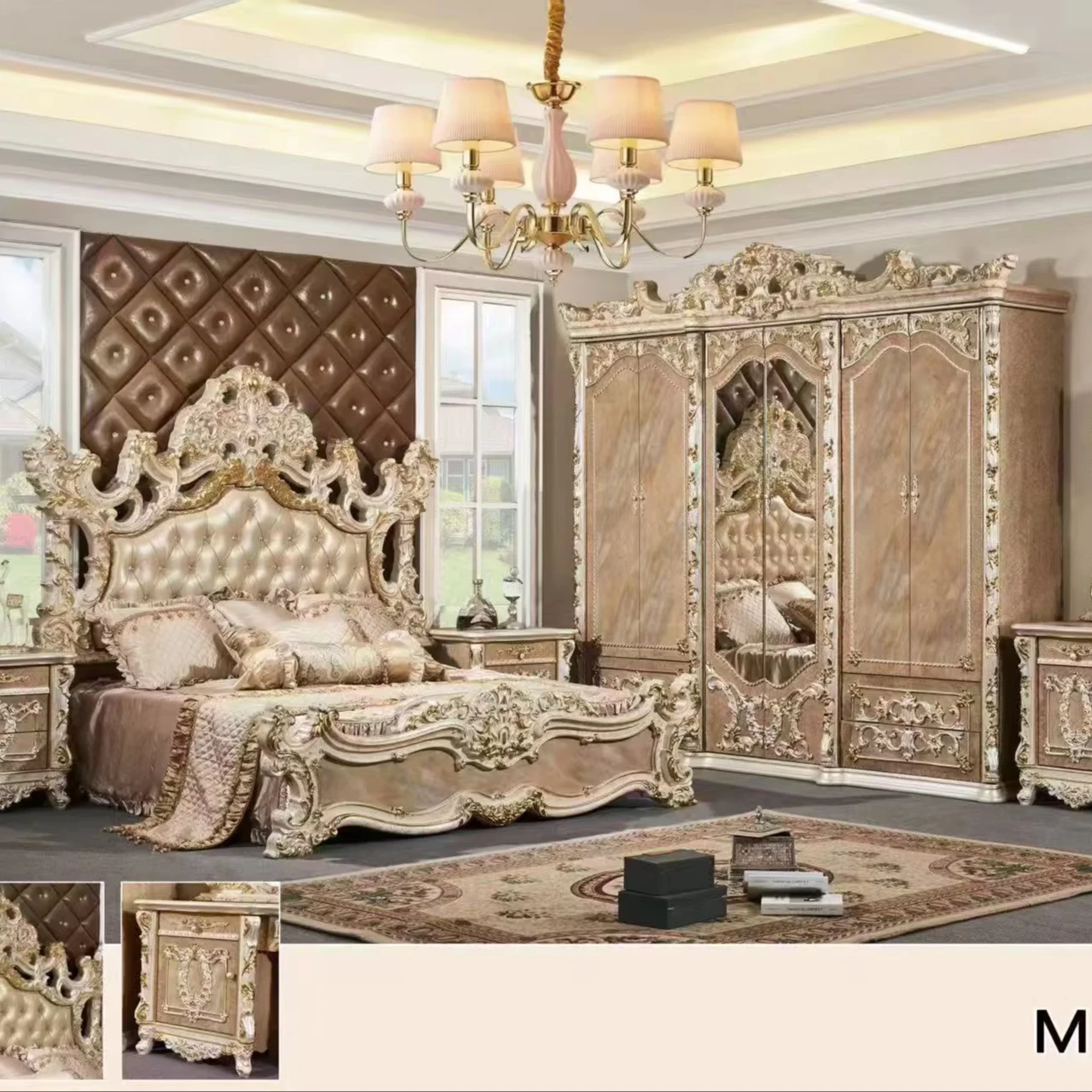 Customized Luxurious Best Quality USA MDF Bedroom Set Furniture Adjustable Features Hotels Villas Home Decor Storage Features