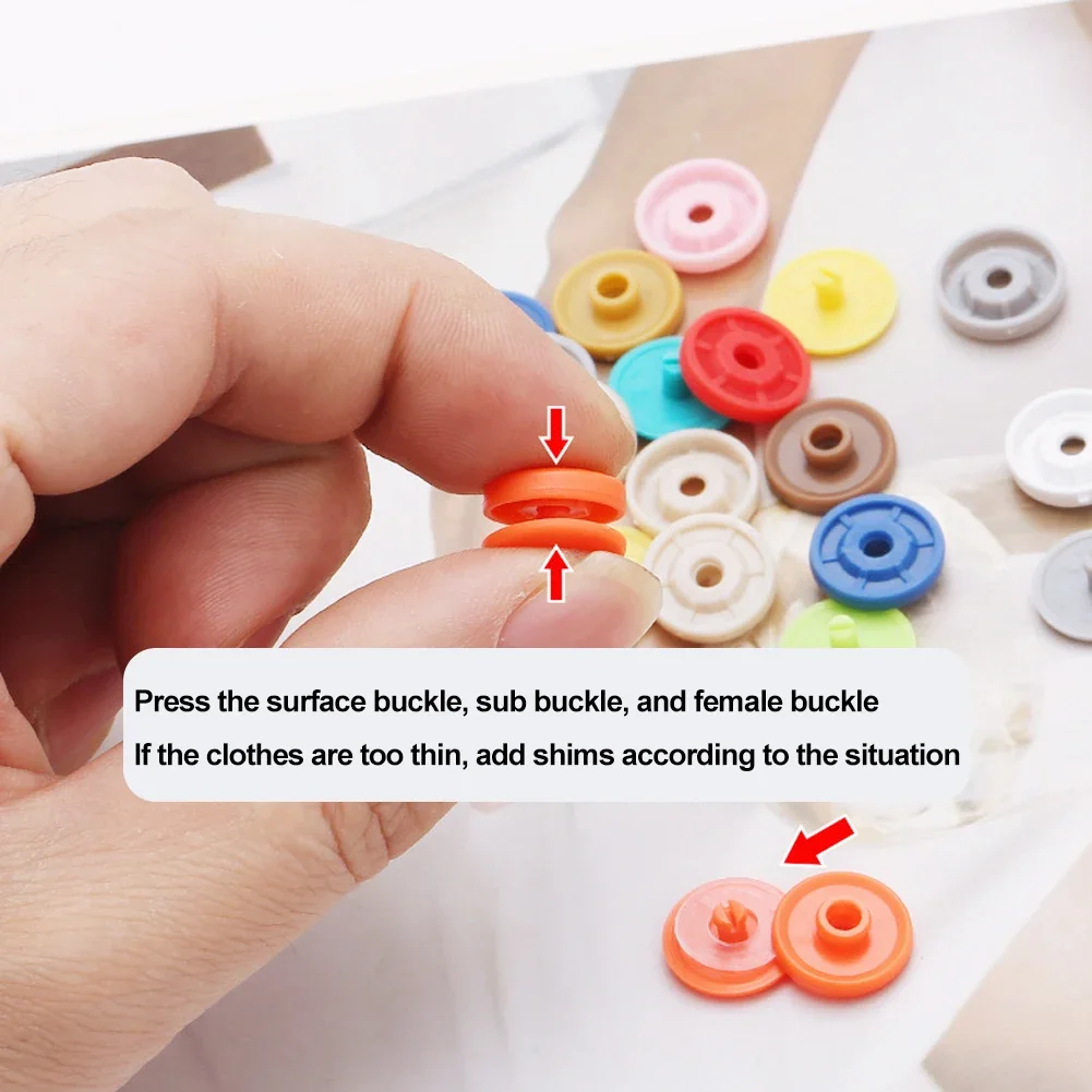 10sets Hand Press Type Round Snaps Buttons Tools Free T5 Button Fastener Snap Clothes Accessories DIY Crafts Sewing Accessories