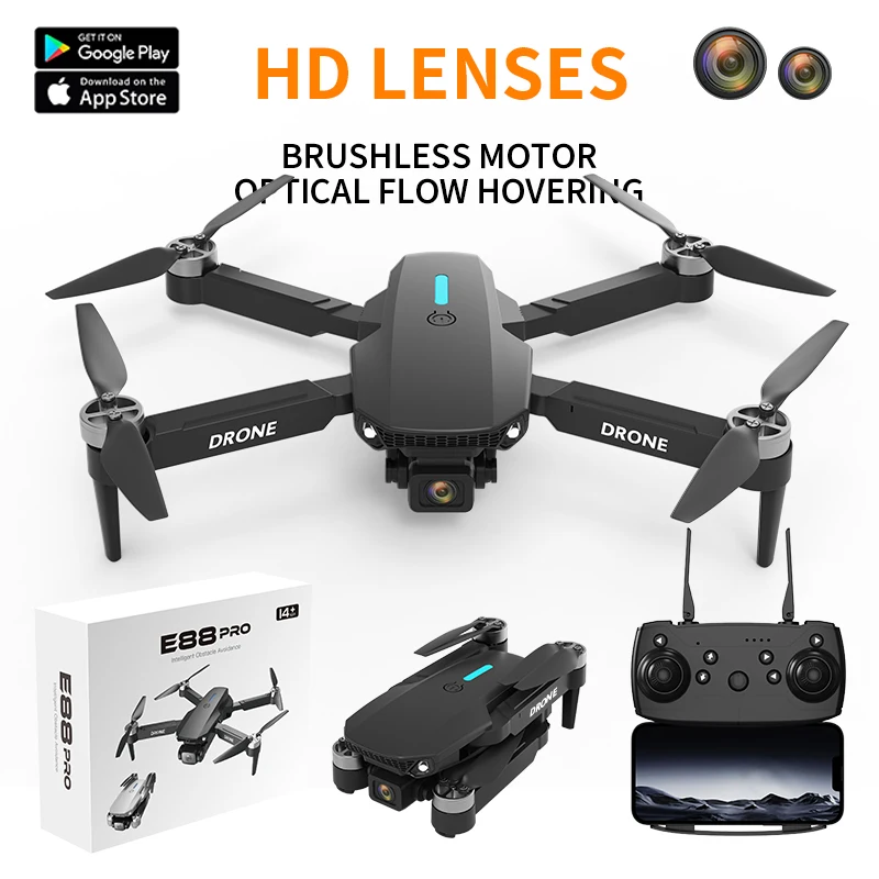 NEW E88 Drone Professional 4K HD Dual Cameras LED lighting Aerial Photography Omni-directional Foldble RC FPV Toys Helicopter