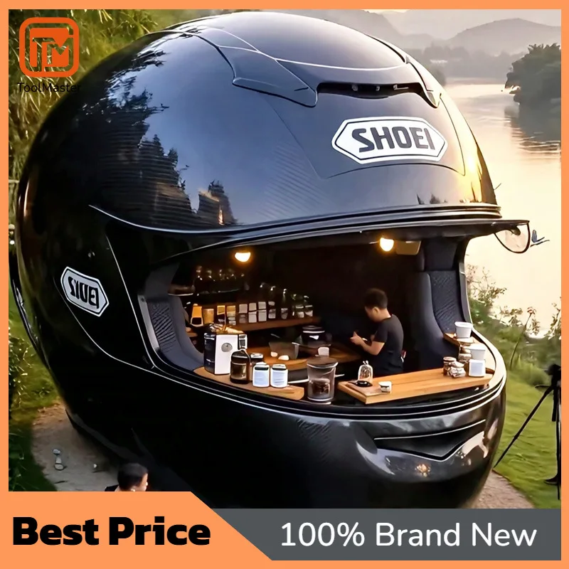 【New Design】FRP Helmet Coffee Booth, Creative Clock-in Milk Tea Snack Cart For Scenic Retail Decoration