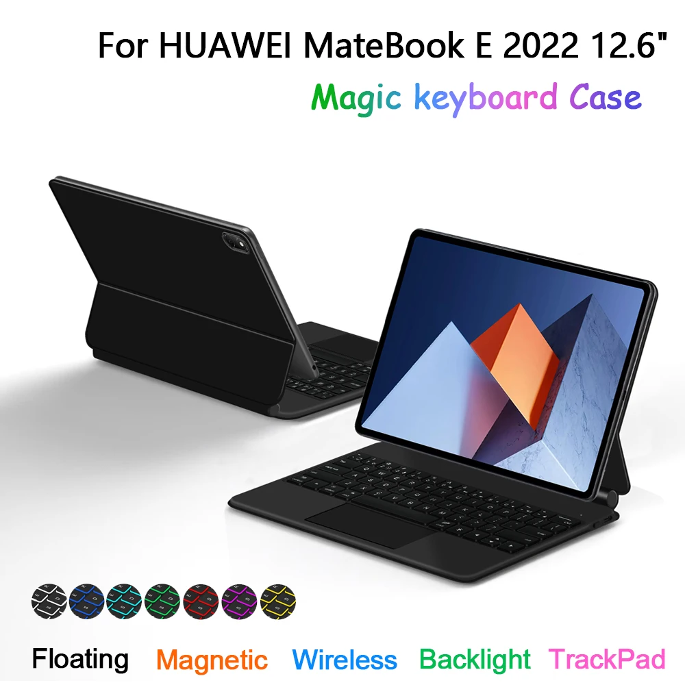 

Case For HUAWEI MateBook E 2022 12.6 inch DRC-W58 Trackpad Backlit Keyboard Floating Magnetic Stand Cover Folio Magic Teclado