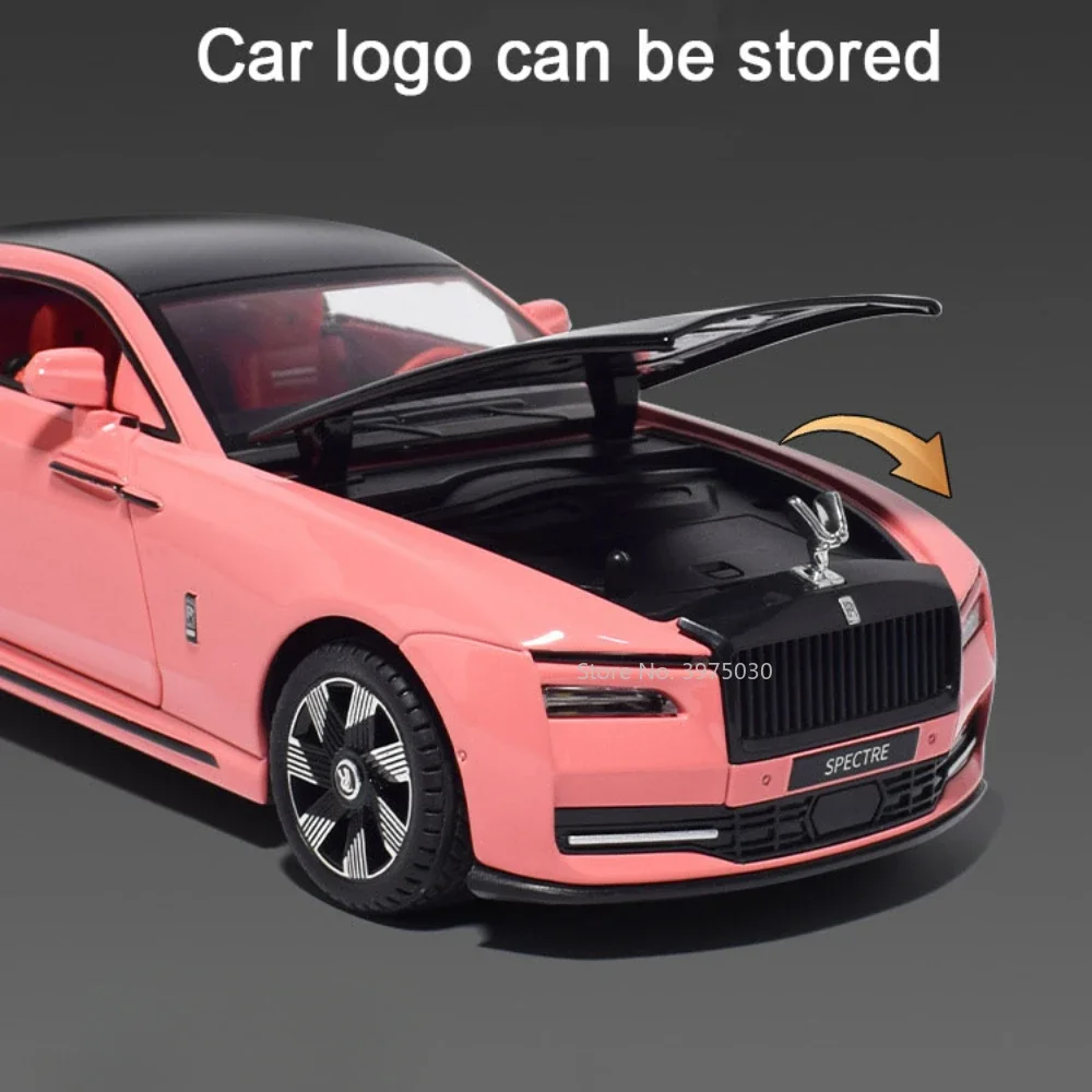 1:24 Rolls Royce Spectre Alloy Car Model Toy Diecast Limousine Pull Back Sound Light Door Opened Advanced Decorative Toy for Boy