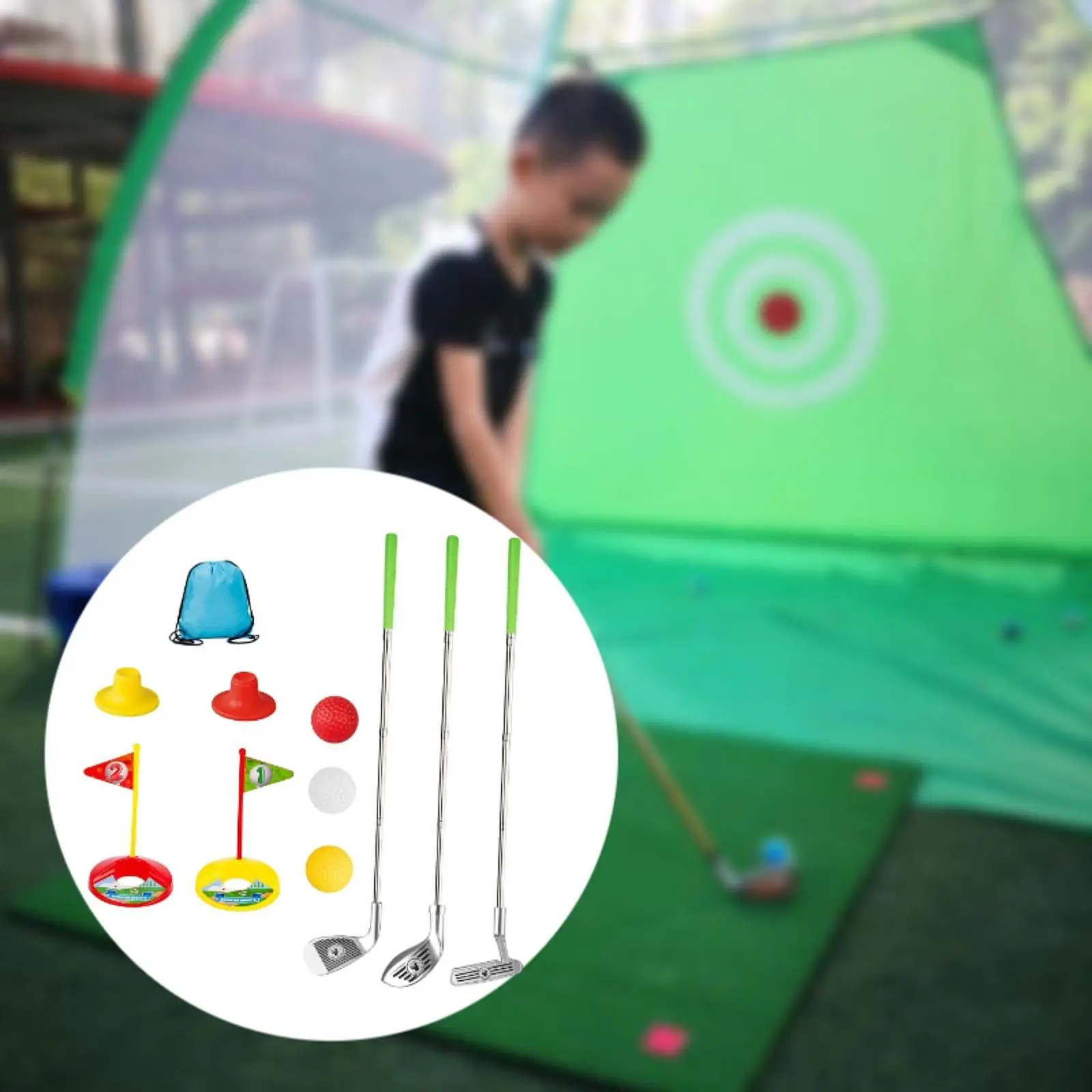 Kids Golf Club Set with Target Holes with Club Educational Golf Toys with Storage Bag for Family Yard Backyard Children Indoor