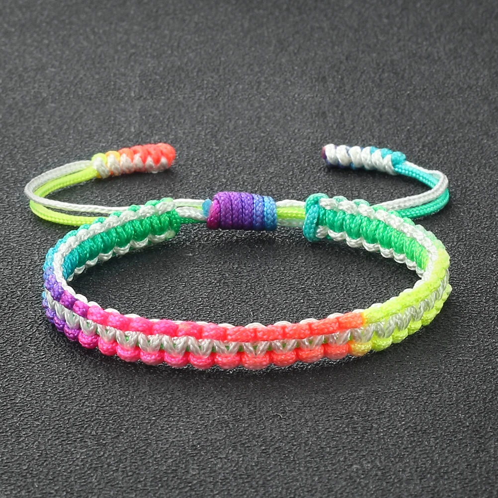 Fashion Handmade Braided Rope String Bracelet Colorful Adjustable Knots Bangle for Friendship Gift Good Lucky Multicolor Jewelry view 2
