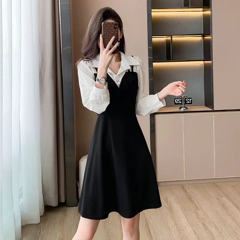 Femme robe à manches longues chemise Harajuku plage haute qualité luxe chaud esthétique une ligne épaisse Y2k t-shirts robes pour femmes en mousseline de soie