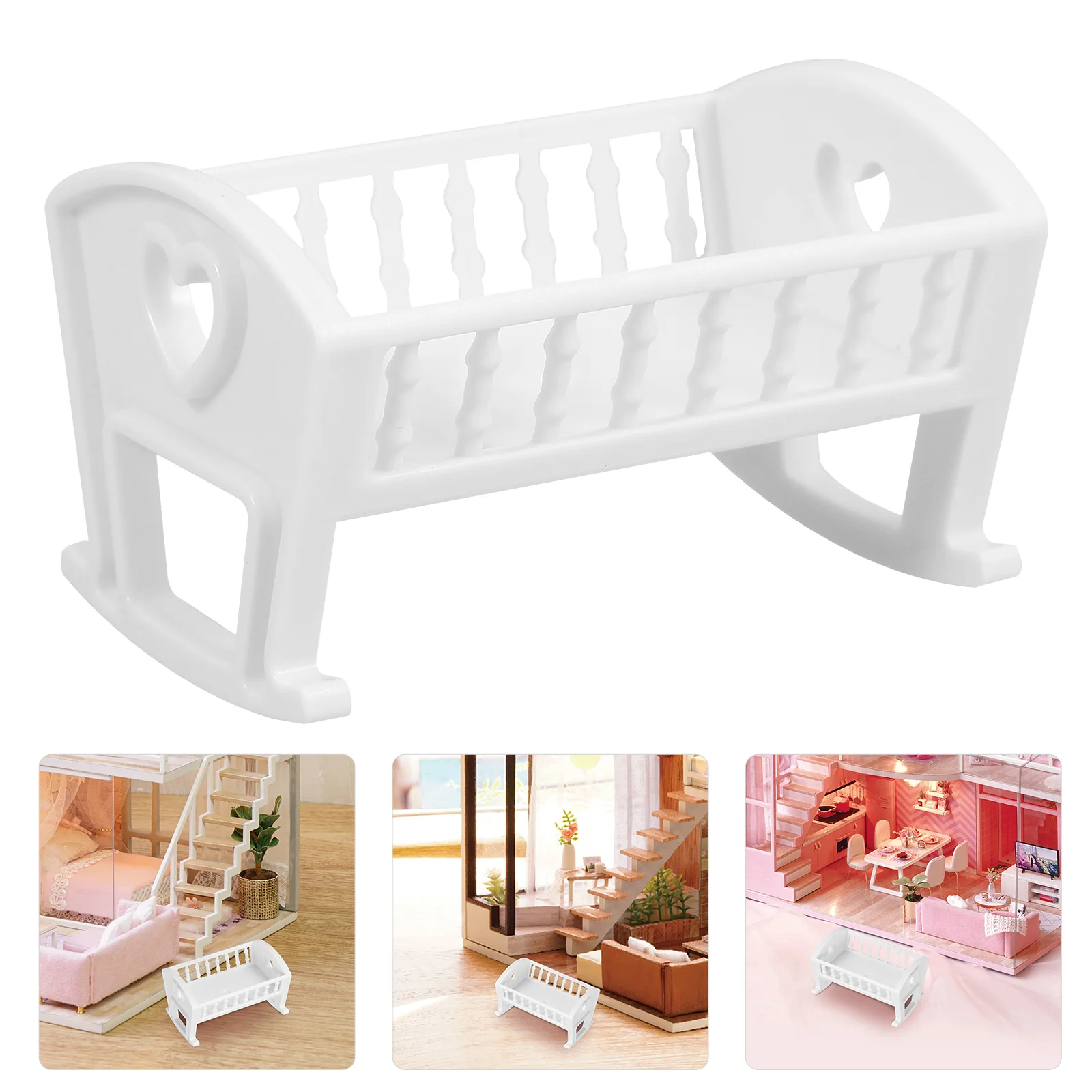 House Small Furniture Toys Miniature Crib Bed Decorations Abs Prop Model Ornament