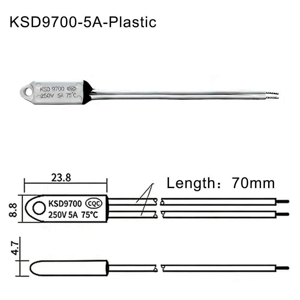 50PCS KSD9700 5A 10A 250V Thermostat Temperature Switch 40-150 Degree Temperature Fuse Ceramic Plastic Normally Closed Open