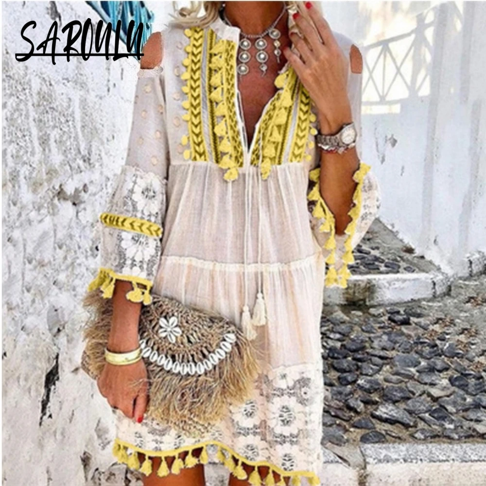 

Loose A Line Exclusive Lace Evening Gown Short 6 Colors Boho Prom Dress Classic Casual Party Women Wear For Spring Summer