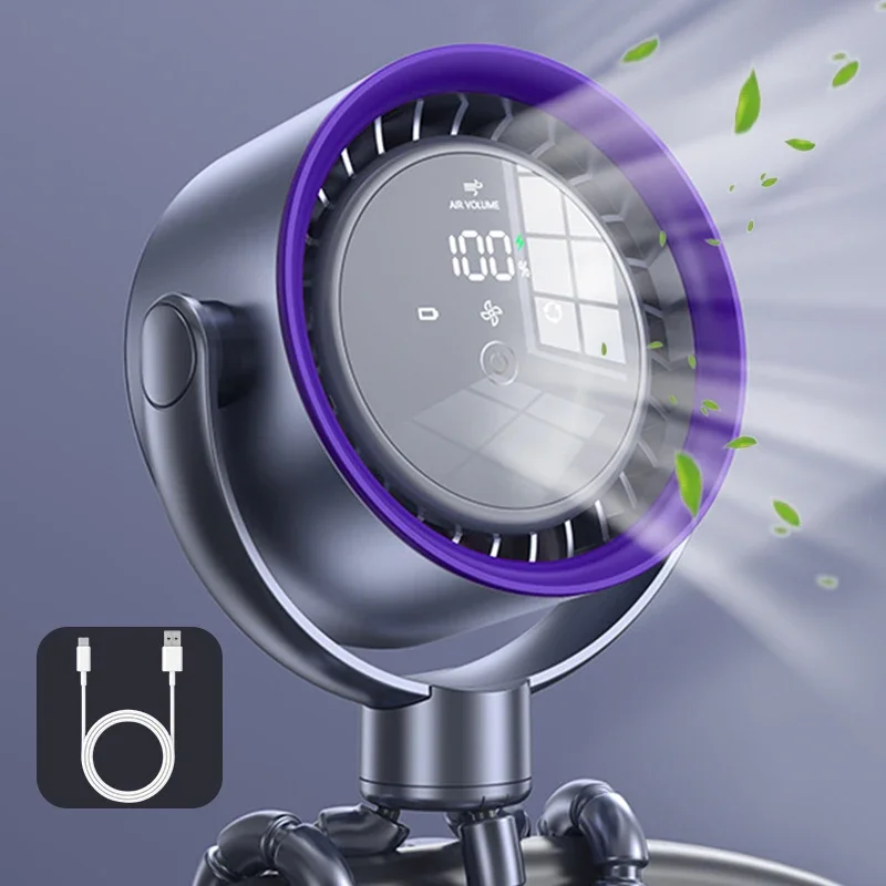 

Вентилятор для детской коляски, перезаряжаемый портативный вентилятор с зажимом, 20-часовое охлаждение со 100 скоростями, светодиодный дисплей, 360 ° Поворотные персональные охлаждающие вентиляторы