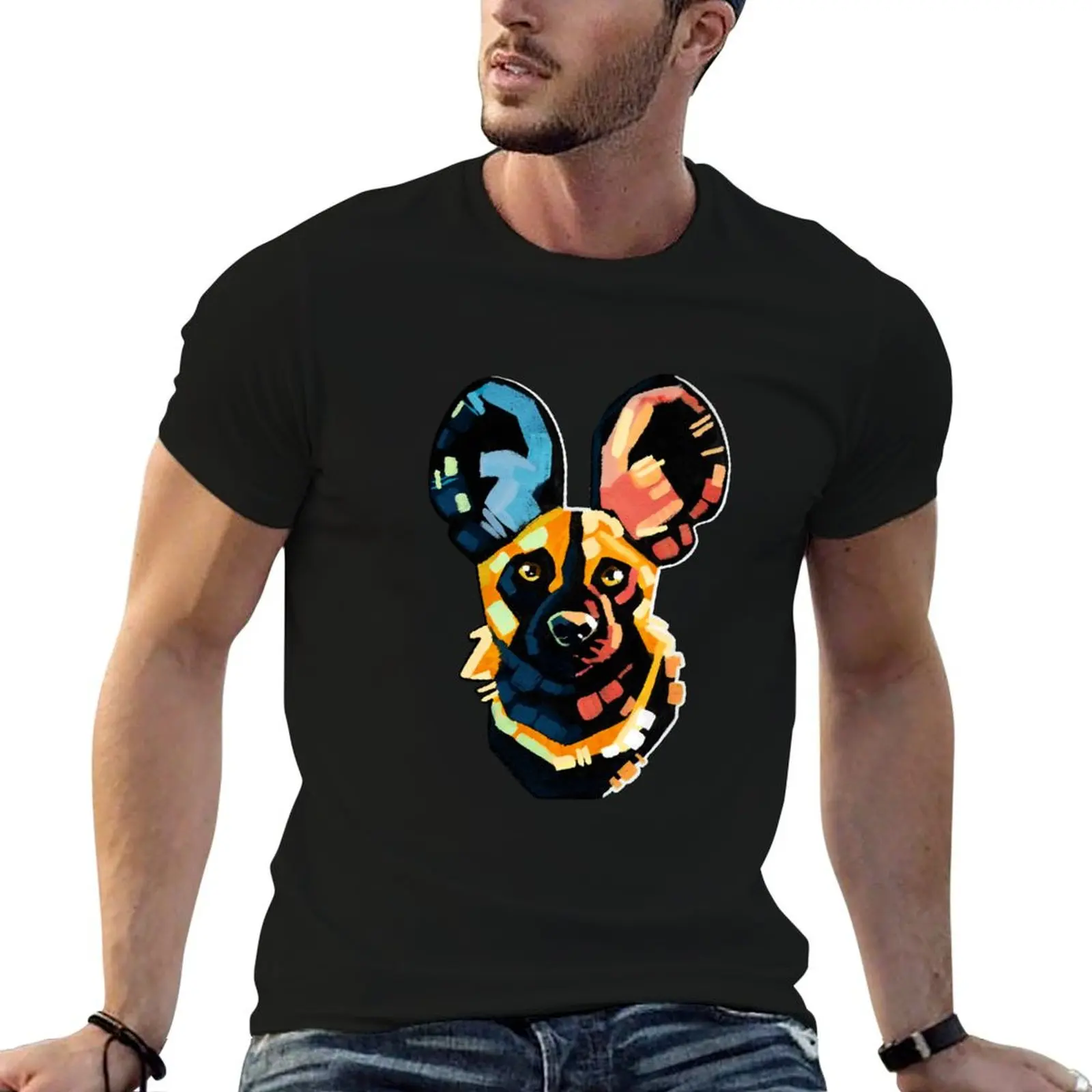

African Painted Wild Dog T-Shirt t shirt man plain t shirt man casual T-Shirt