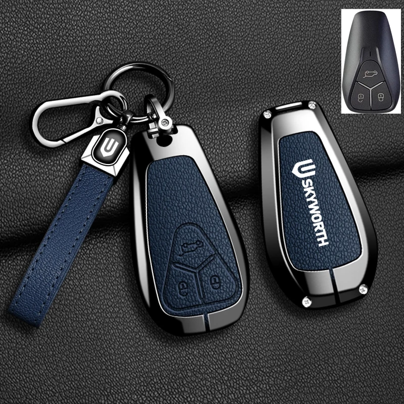 Funda de cuero de aleación de Zinc para llave de coche, cadena de soporte para Skyworth EV6 Skywell ET5 HT-i HTI Imperium SEV Elaris Beo Phev, accesorios