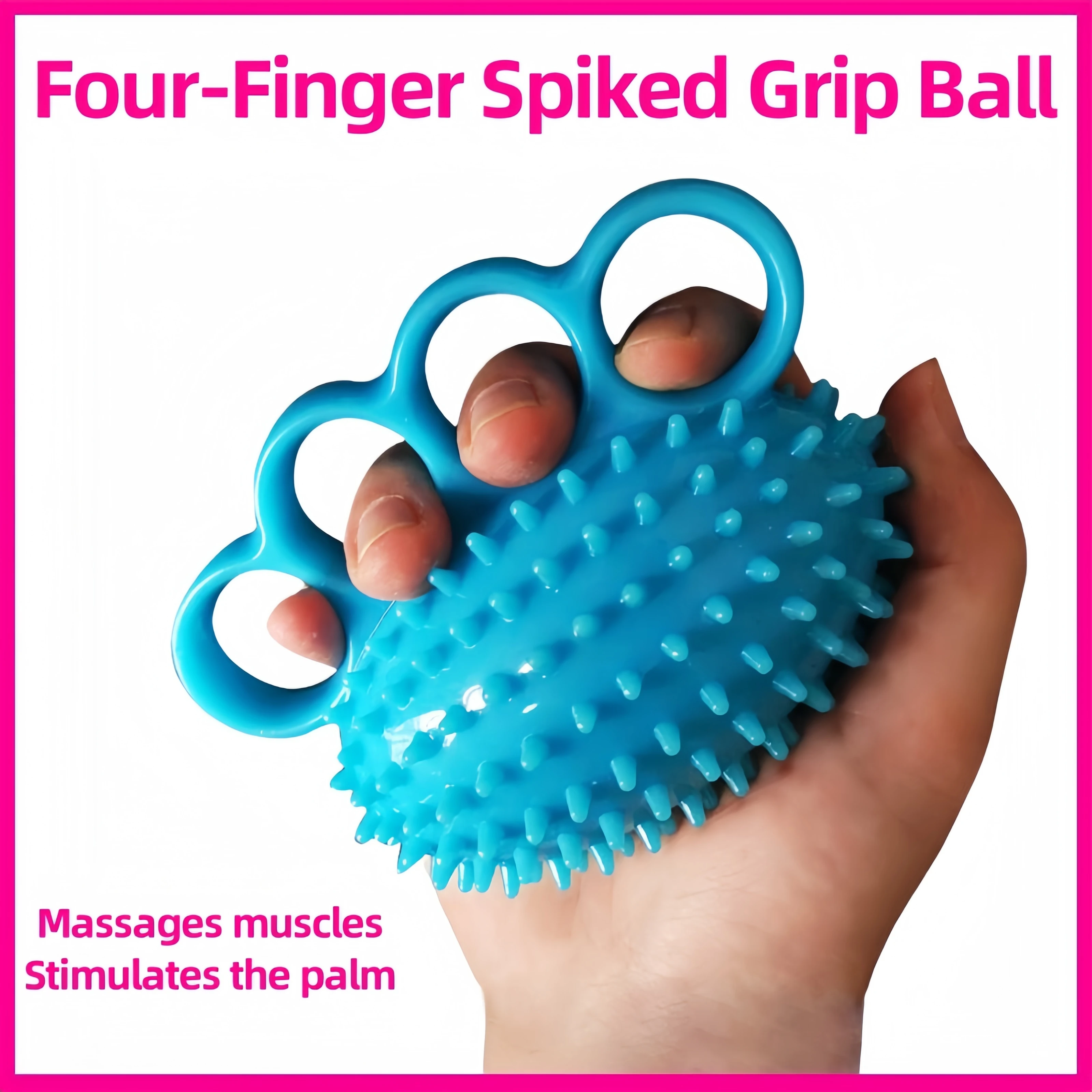 Vier-Finger-Spiky-Griffball Handmassage-Trainer Stressabbau-Quetschball für Handgelenk-Kraftaufbau Finger-Übungs-Fitnessgerät