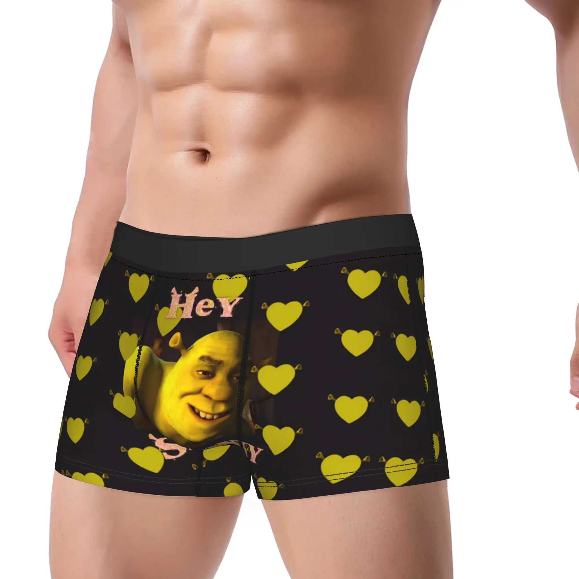 Men Boxer Briefs Shorts Panties Hey Shrexy S-Shreks Meme  Breathable Underwear  Male Hot Plus Size Underpants
