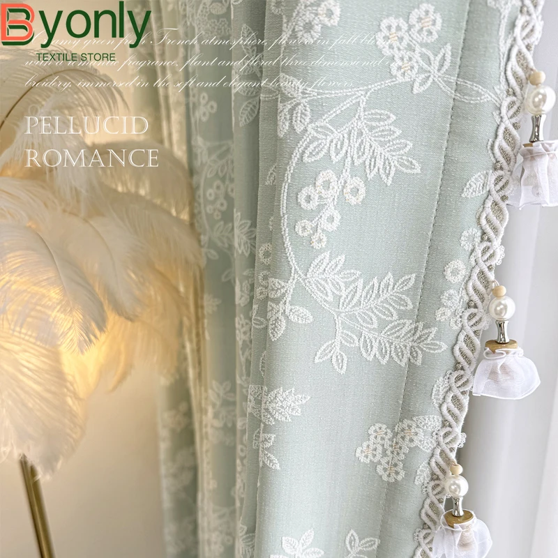 French Senior Three-dimensional Relief Embroidery Blackout Curtains for Bedroom Living Room French Window Balcony Customization