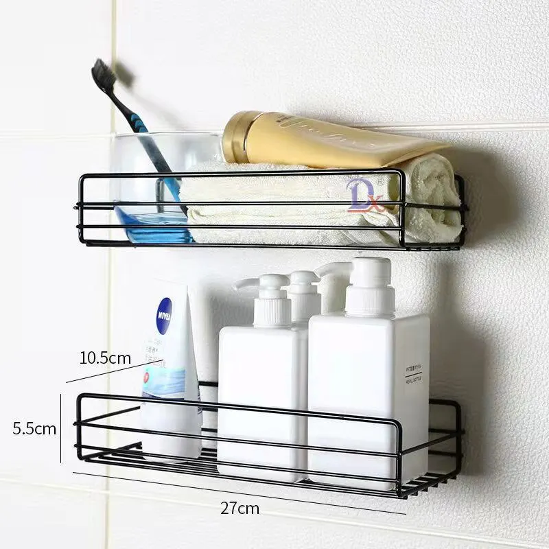 Bathroom Storage Rack Kitchen Organizer Shelf Black Shelves Corner Frame Iron Shower Punch Free Mounted Caddy Rack