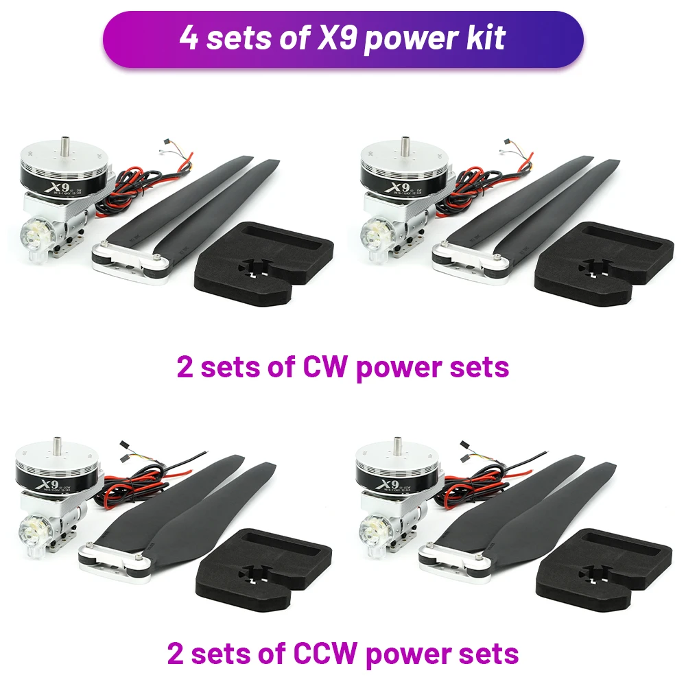 

4 sets Original Hobbywing X9 14S FOC Integrated Motor Power System With 34inch 3411 Propeller for 40mm Agricultural Drones