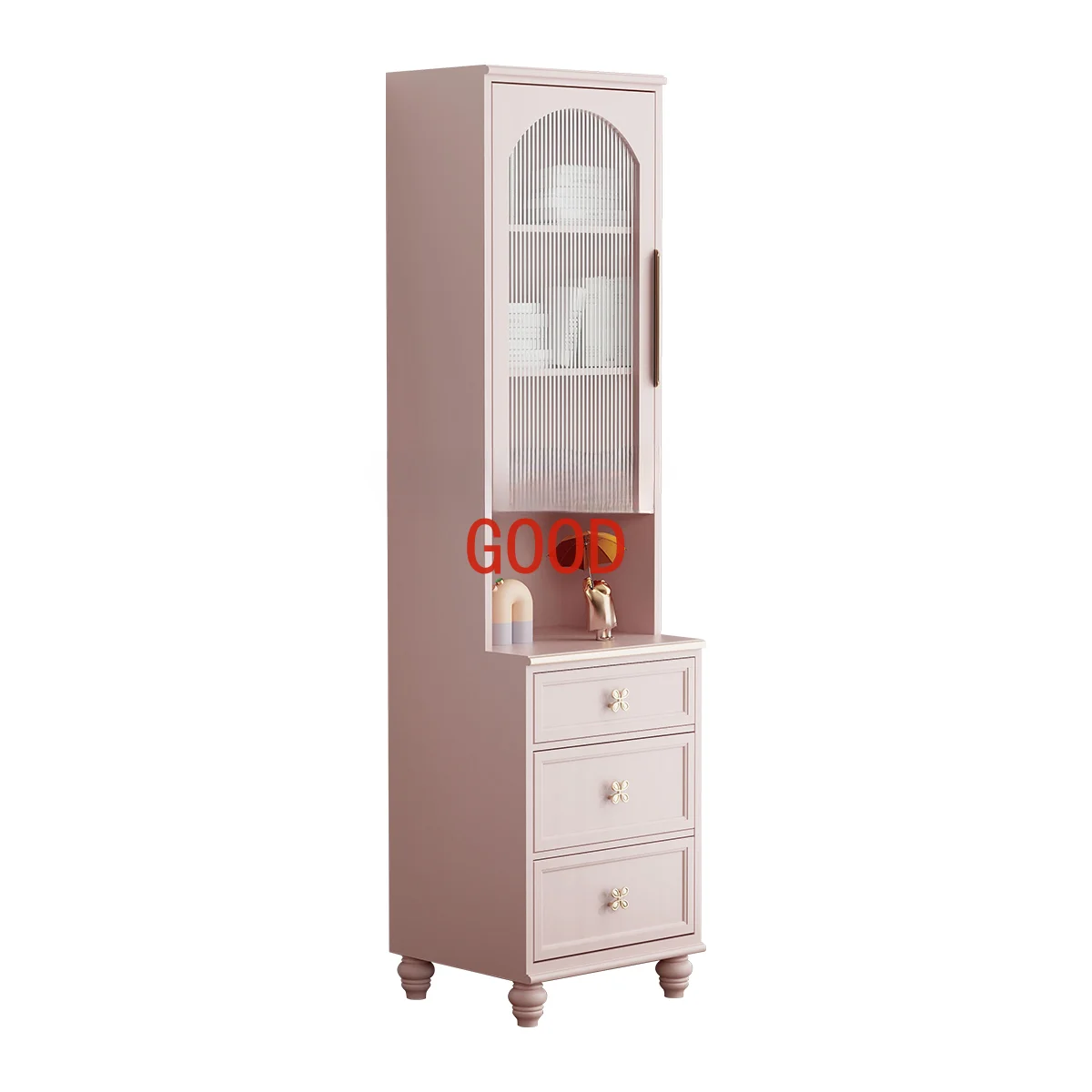 

Combined Bookcase Living Room Display Cabinet Pink Glass Cabinet Purple Floor High Cabinet