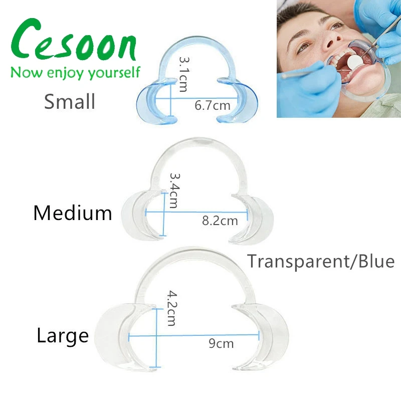 10Pcs Orthodontic C Type Plastic Mouth Opener Dental Lip Cheek Retractor Transparent Blue Teeth Whitener Dentist Tool Oral Clean