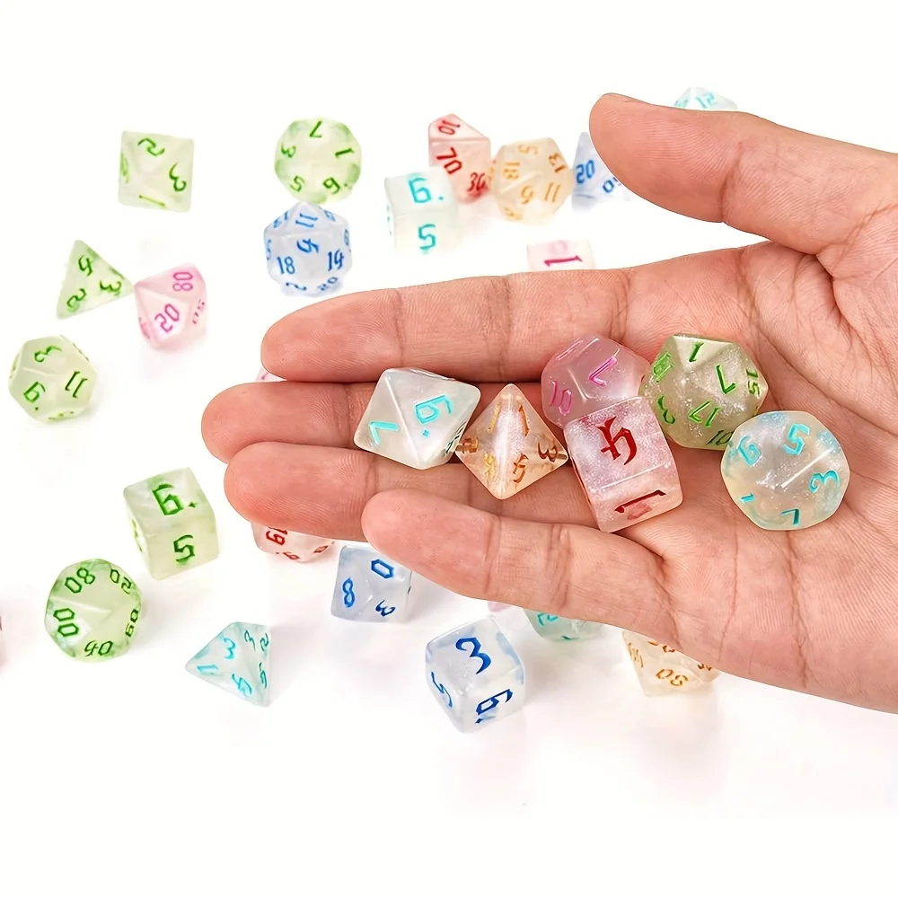 42Pcs/Set Polyhedral Dices 6 Colors Transparent D4 D6 D8 D10 D12 D20 Dice For Board Game Christmas Halloween Gift Ramadan Valent