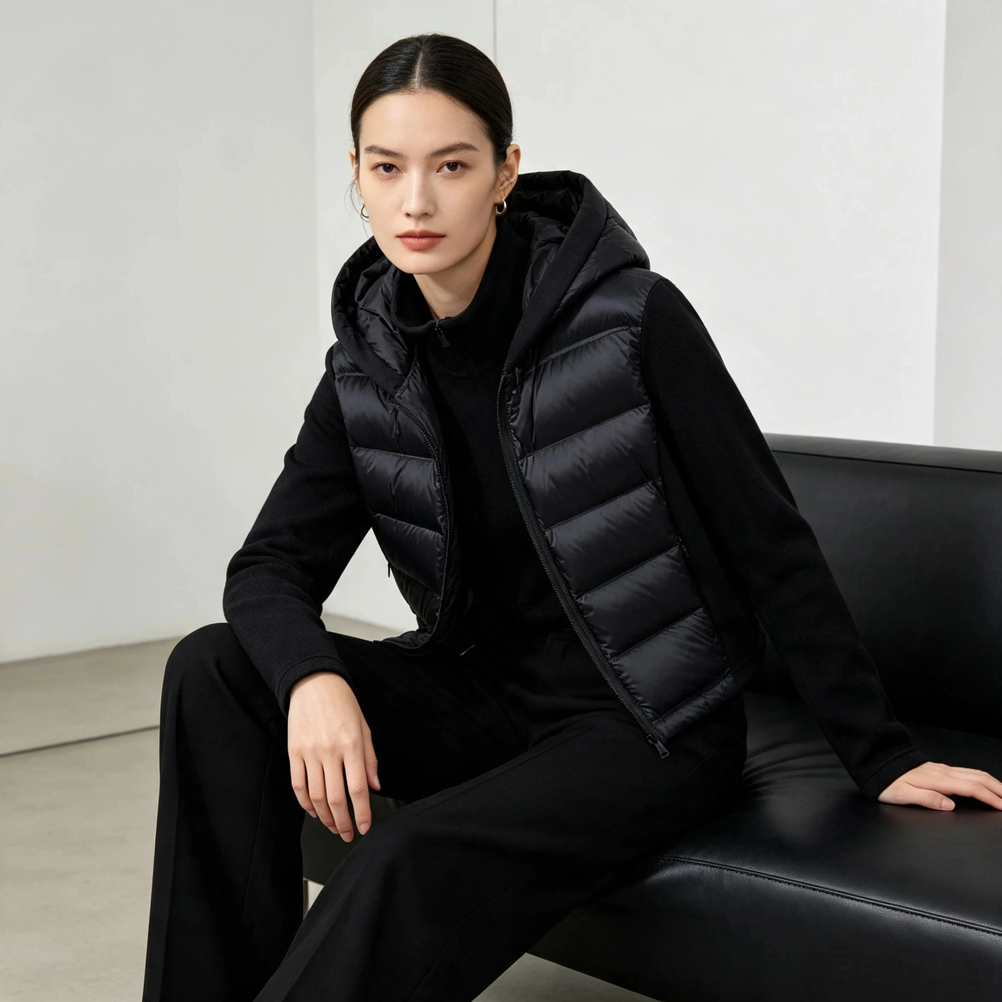 2026 Autumn Winter warm jacket Women's Slim-fitting Press Design Splicing Warm Hooded Cotton-padded Jacket Fashion Sports Coats