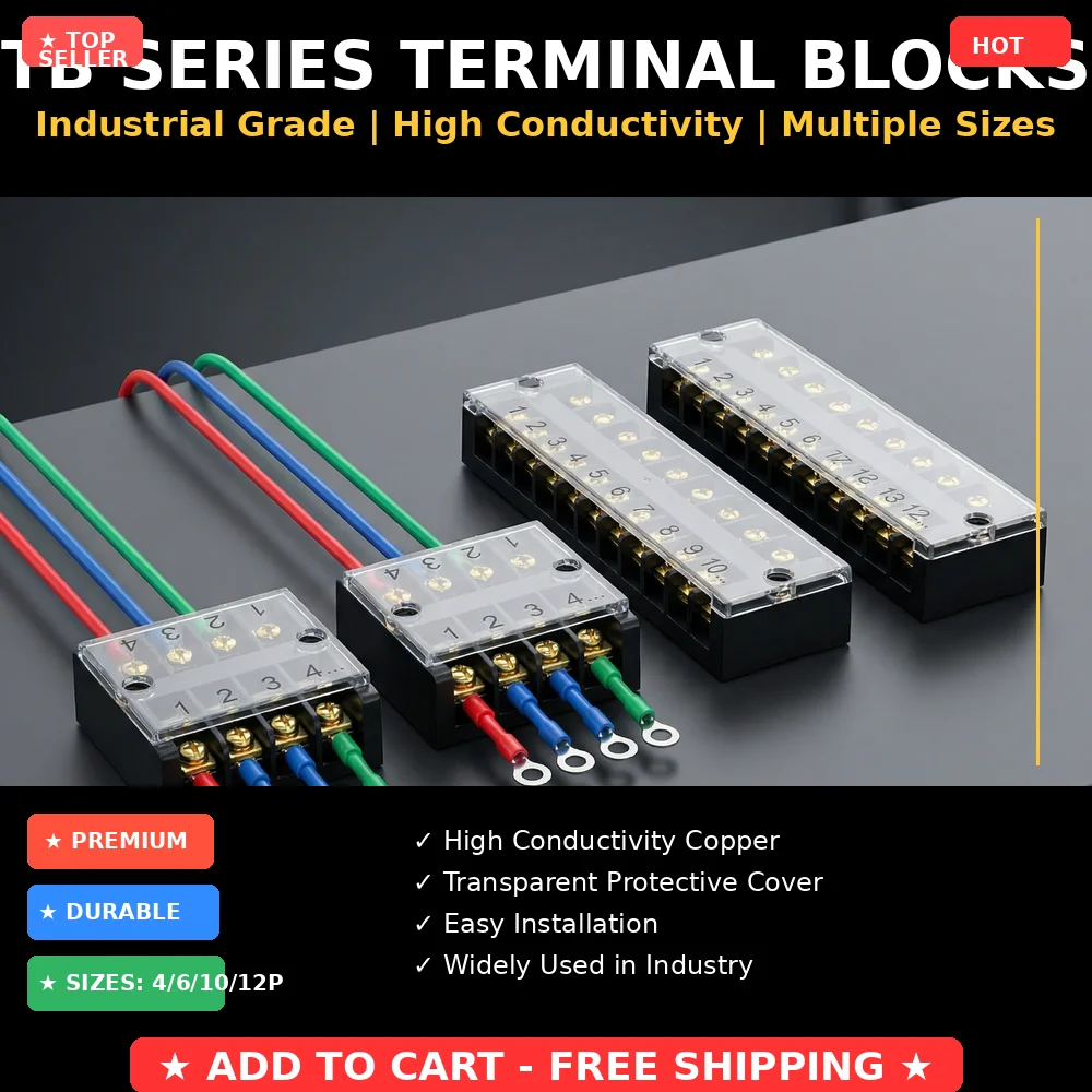 

10PCS TB Series Terminal Blocks, 600V 15A/25A Barrier Strip Connectors TB-1503 TB1504 TB1506 TB1510 TB1512 TB2503-2504-2506-2508