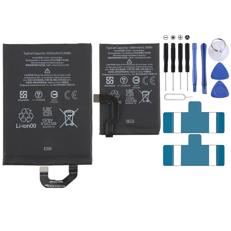 For Google Pixel Fold G9FPL GPDX1 1489mAh / GT6SS 3332mAh Li-Ion Battery 1 Pair