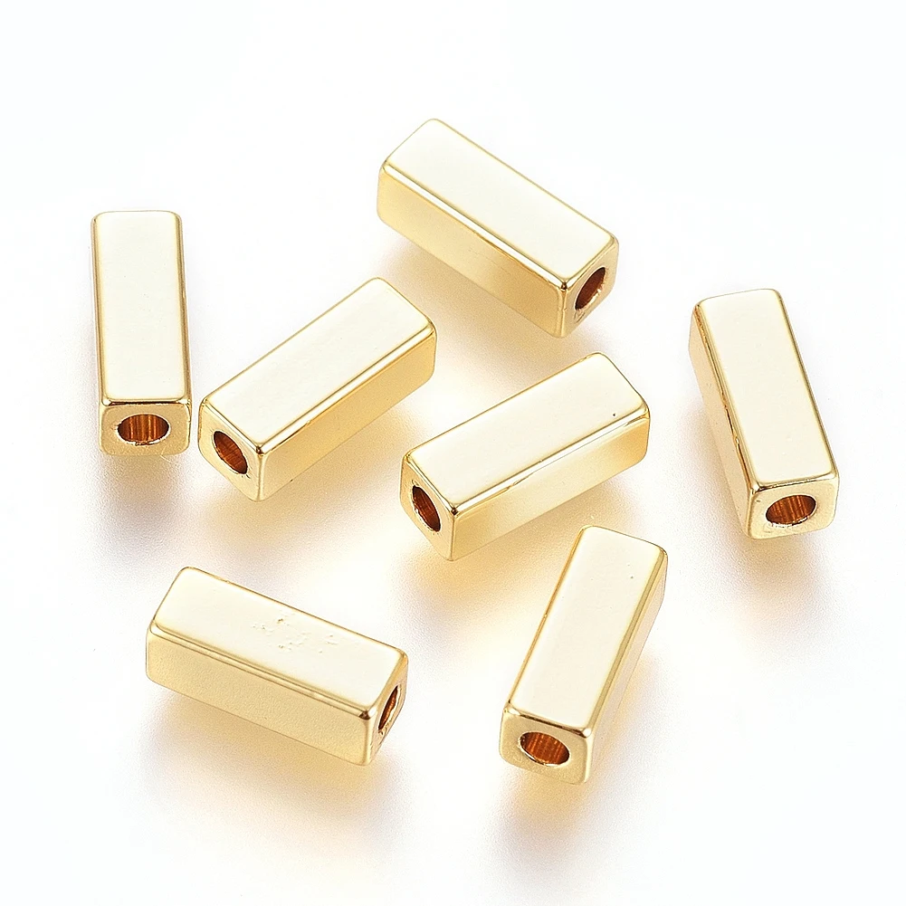 

50pcs Brass Cuboid Beads Spacer Beads Real 18K Gold Plated for Jewelry Making Bracelet Necklace Diy Findings 8x3x3mm Hole 1.6mm