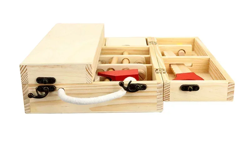 [Drôle] outils de réparation en bois enfant charpentier Construction boîte à outils garçon semblant jouer mécanique entretien modèle Kits de Construction jouet