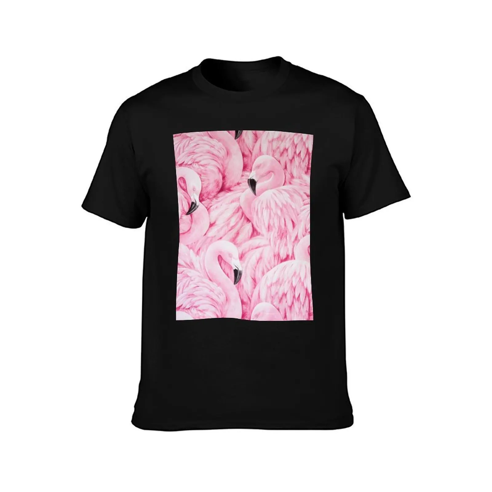 Blush Pink Flamingo Art T-Shirt Soft Durable Cotton T-Shirt