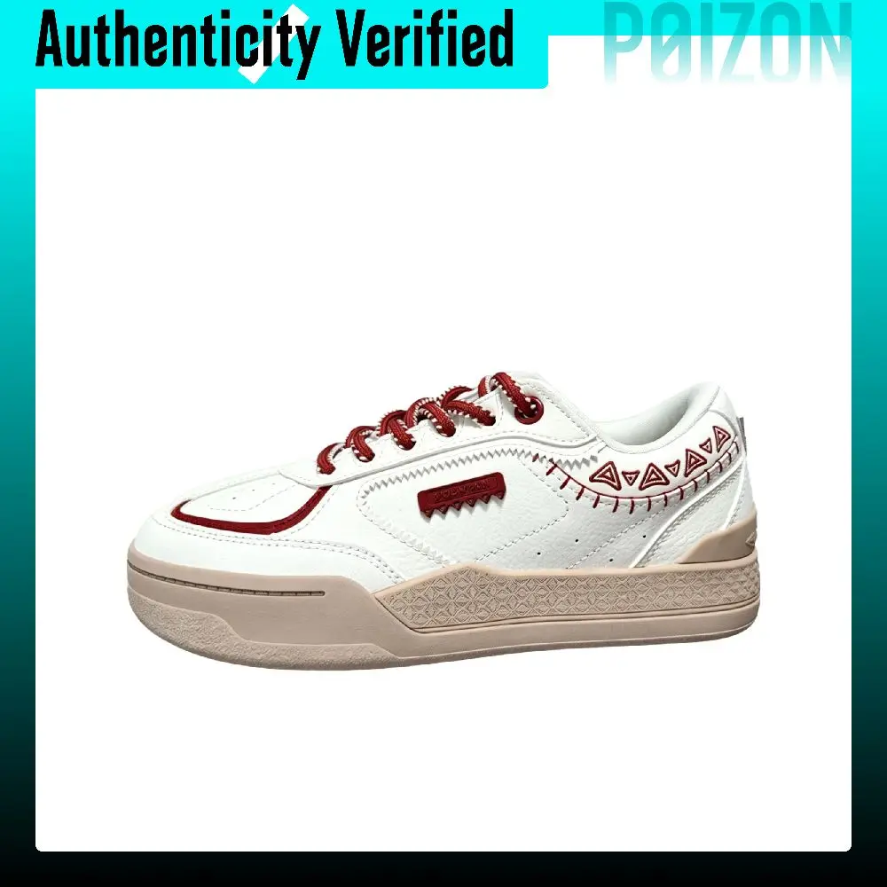 ANTA Skate Shoes Women's Low Top White & Red With Beige 122631812-1