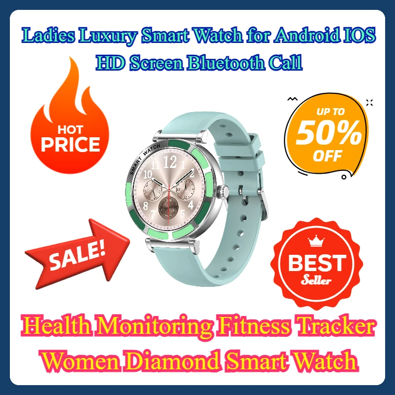 

Health Monitoring Fitness Tracker Women Diamond Smart Watch Ladies Luxury Smart Watch for Android IOS HD Screen Bluetooth Call