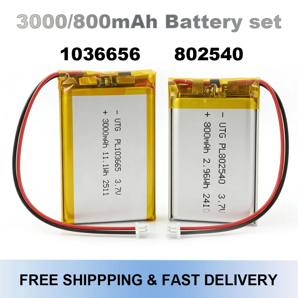 PL802540 PL103665 3.7V 800mAh Rechargeable Lipo Battery for LoRa Node T114 V2 LoRa 32 V3 Dev-board