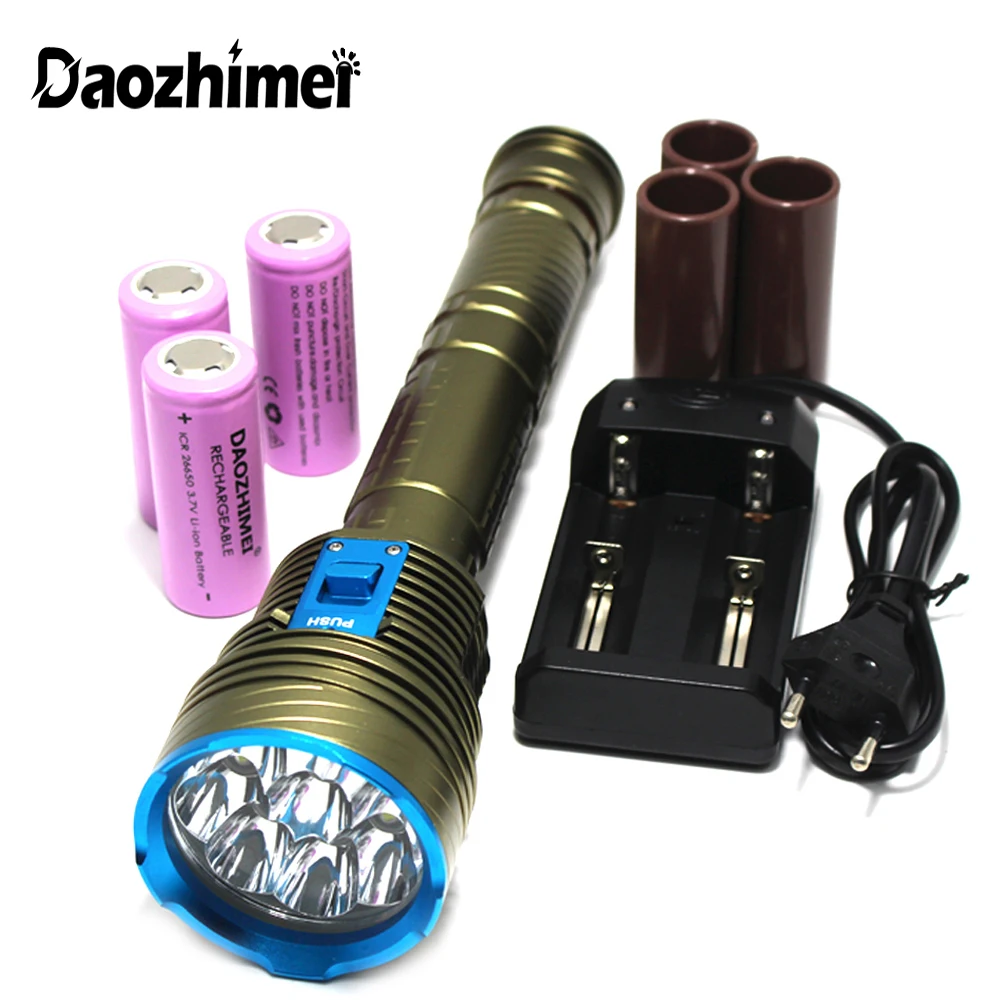 8000 lumens LED Diving Flashlight 3 Mode Tactical Underwater Waterproof Lamp Submersible Lamp Work Torch Diver Hunting Light