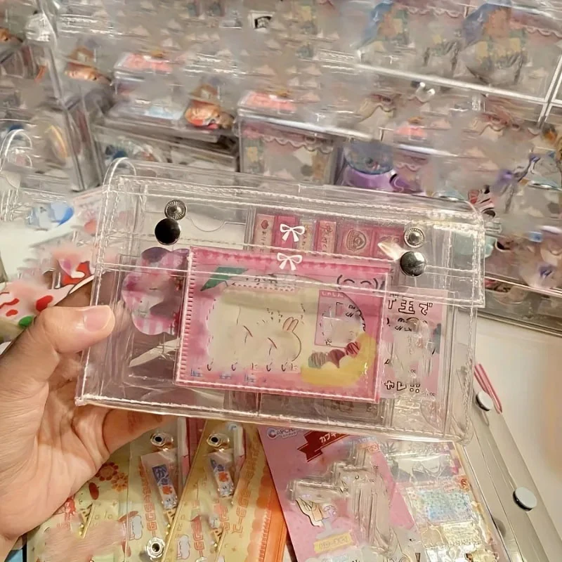 4 Layer Clear PVC Cosmetic Storage Bag, Portable Travel Wash Pouch, Multi-Purpose Student Stationery Pen Organizer