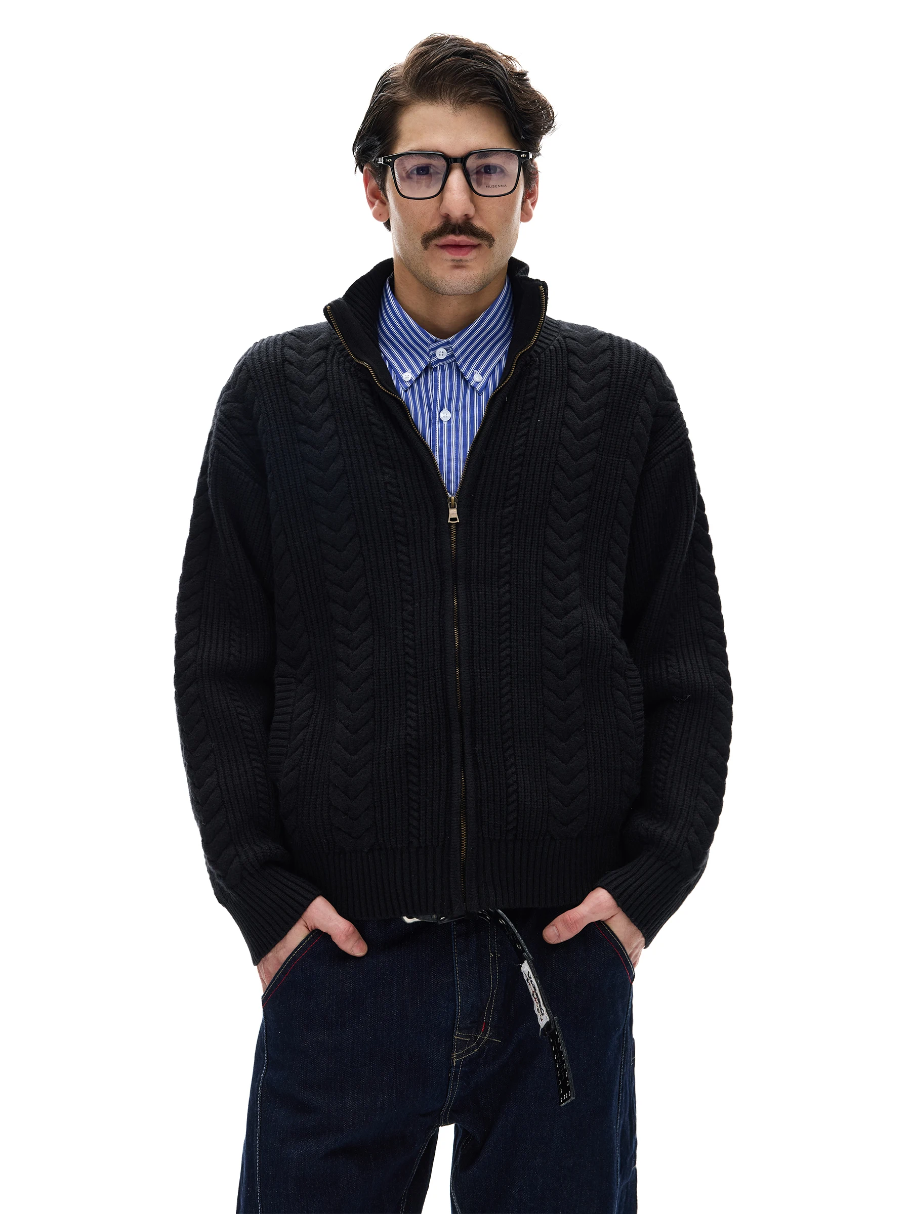 

Вязаный кардиган MADWITCH в американском ретро-стиле, фактурный, повседневный, унисекс, осенне-зимний, теплый, удлиненный