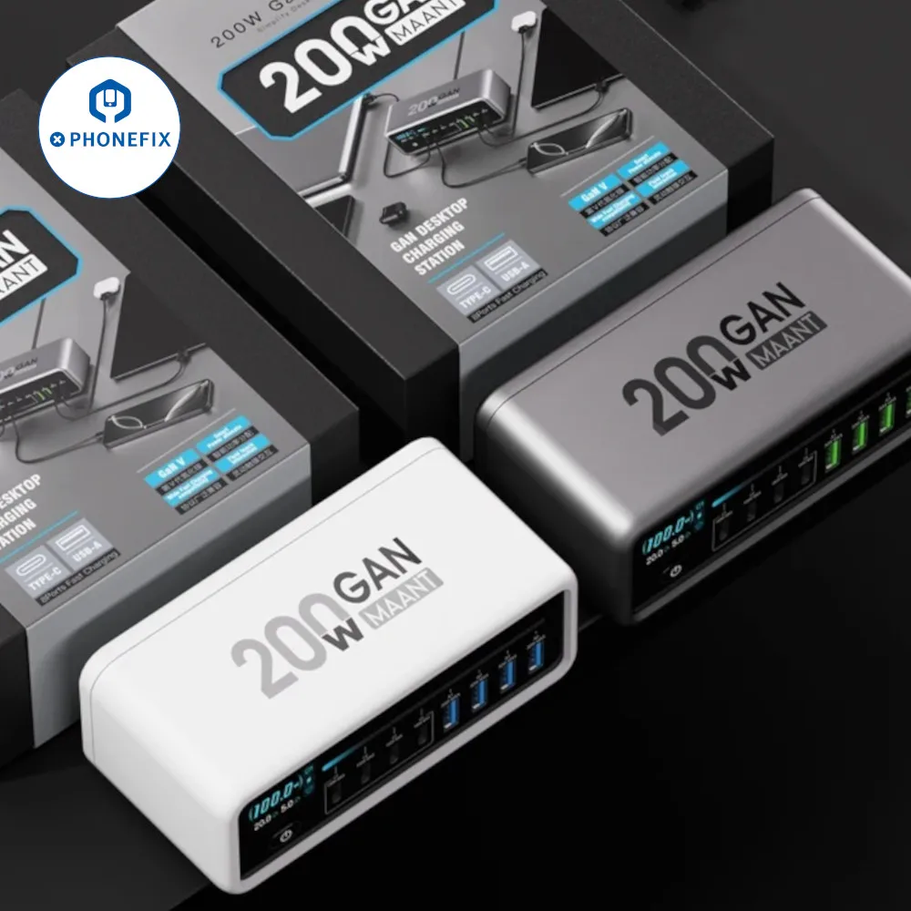 MAANT MT-P200 PD3.0 Fast Charger in 8-Port Desktop Charger 100W Max Single Output for Samsung Huawei iPhone Fast Charge Device
