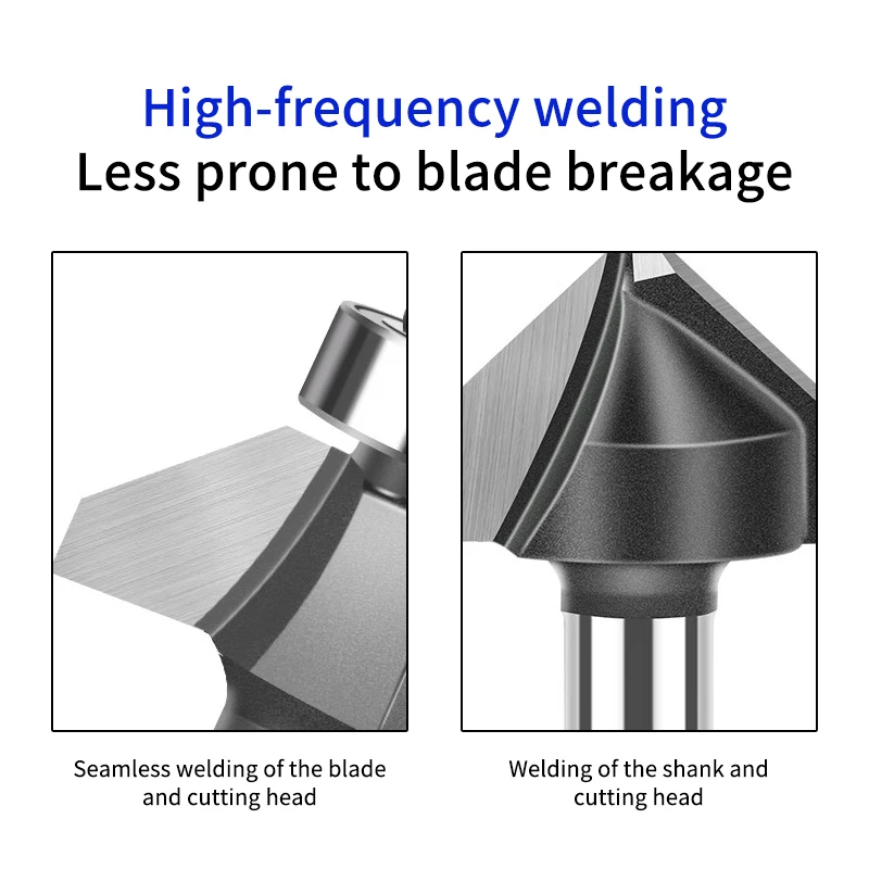 90DEG V Groove Router Bit 6mm 1/4inch Shank Wood Trimming Cutter CNC Engraving Machine Cutter for Panel Flanging Corner Cutting