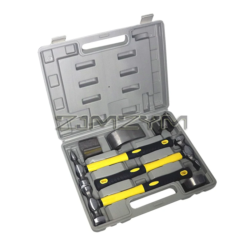 7 Pcs/set Dent Repair Hammer Car Auto Body Panel Repair Kit Plastic Box Heavy Duty Auto Panel Sheet Metal Hammer Tool