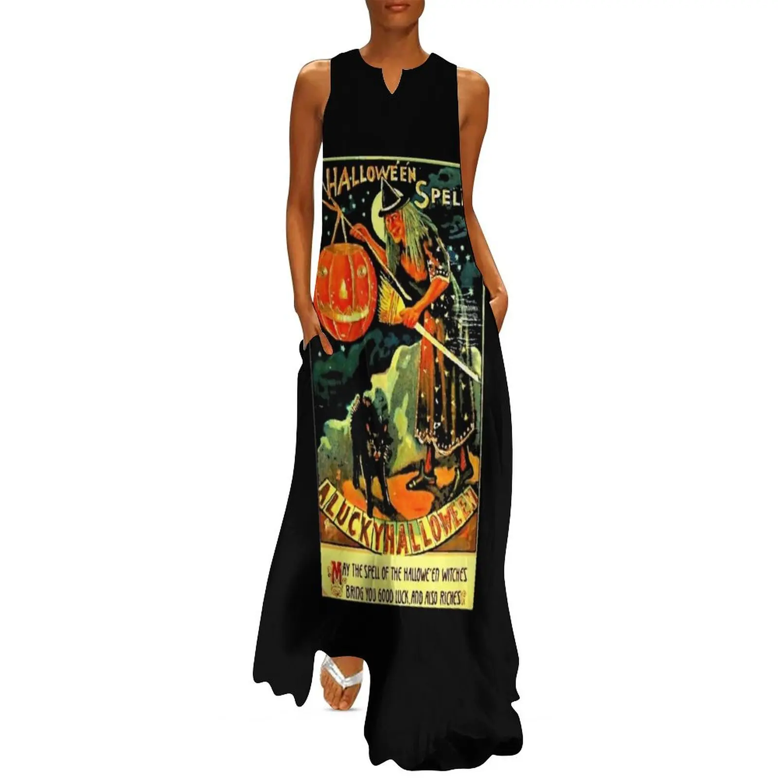 

Vintage Halloween Witch Long Dress women's clothing trend 2025 Beachwear Dress