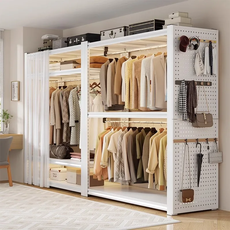 Easy Wardrobe Closet Diy Assembly Open Style Free Standing Clothes Rack Multi Purpose Storage Organizer for Renters Rooms