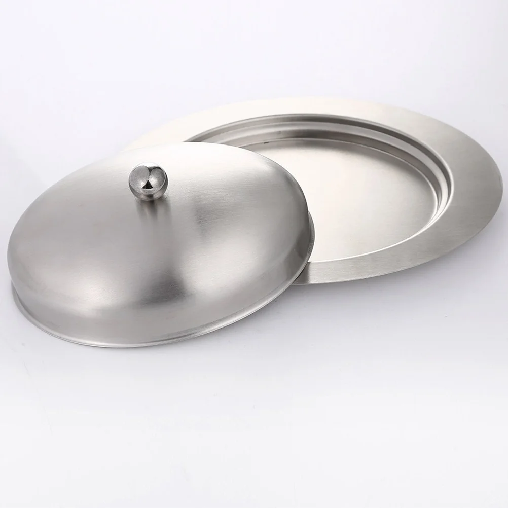 

Butter Dish Stainless Steel Rust Resistant Oval Serving Tray Freshness Preserving Lid Easy Grip Knob Kitchen Cream Holder