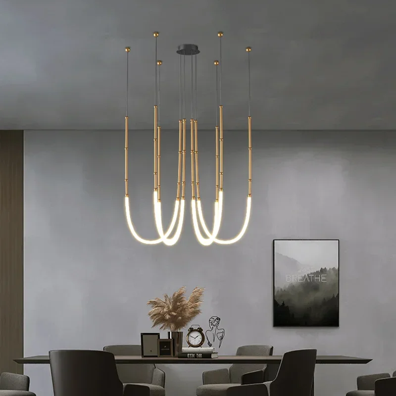 Nordycki współczesny linia artystyczna wisiorek Led światła wiszące lampy do jadalni/salonu artystyczna dekoracja do domu oprawa oświetleniowa
